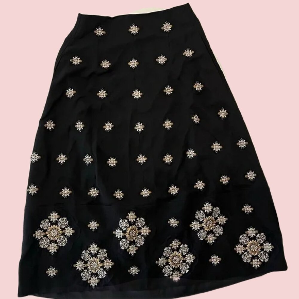 Women's Skirt "Elizabeth and James" Lottie Black Embellished Midi Skirt Size 2